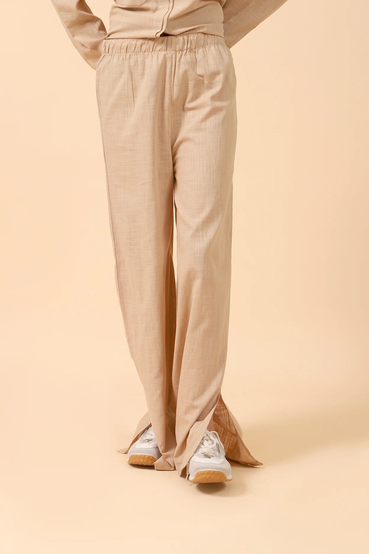 TEXTURED COTTON TROUSERS