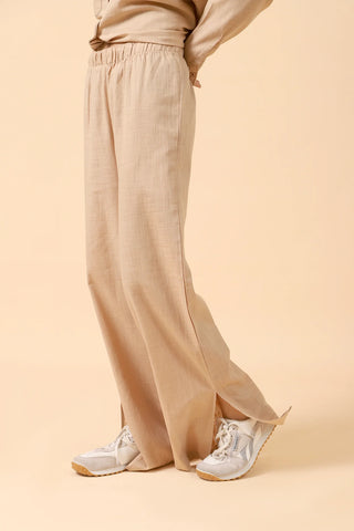 TEXTURED COTTON TROUSERS