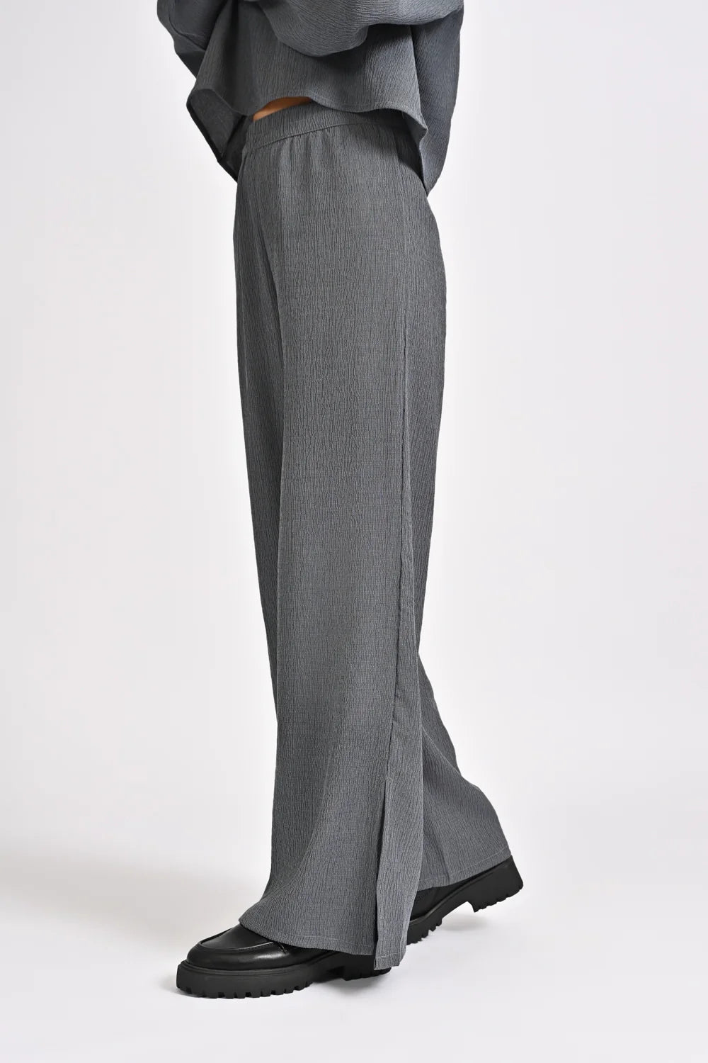 TEXTURED TROUSERS WITH  SLIT