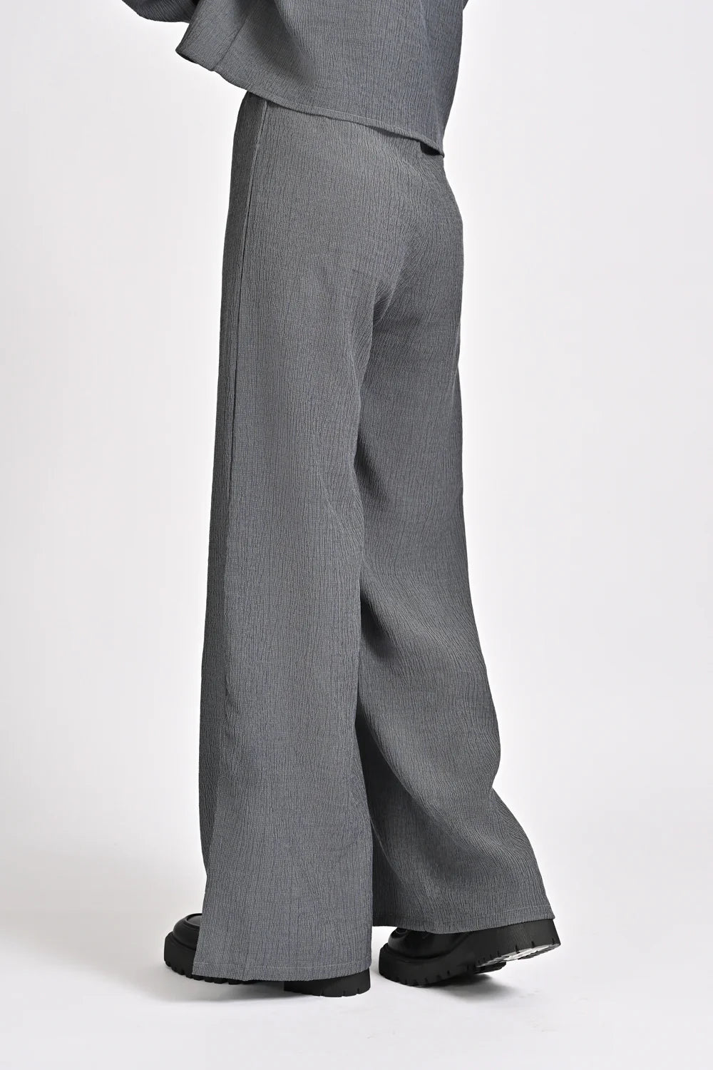 TEXTURED TROUSERS WITH  SLIT