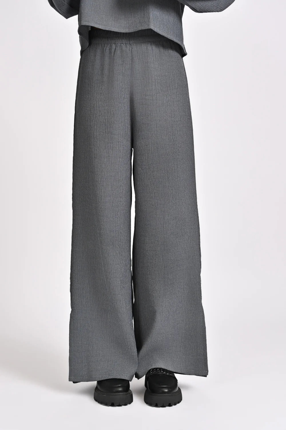 TEXTURED TROUSERS WITH  SLIT