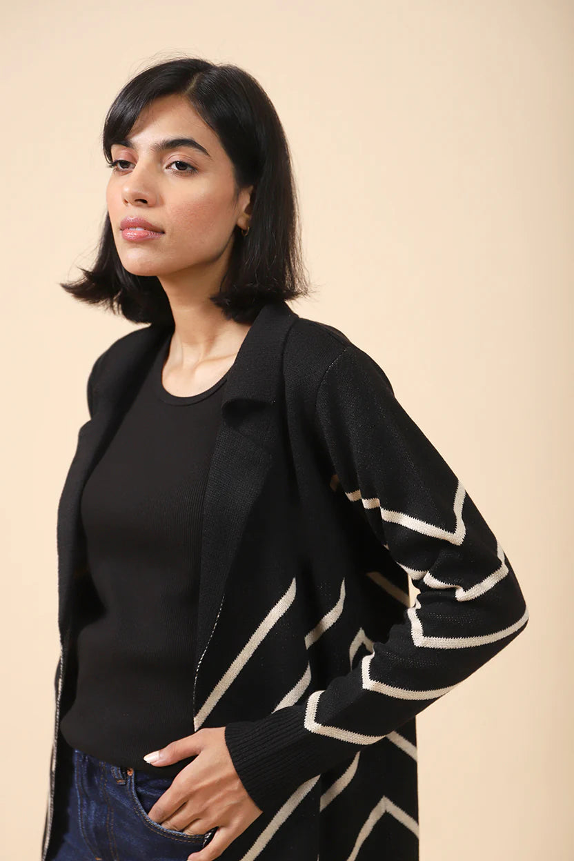 LONG CARDIGAN WITH NOTCH COLLAR