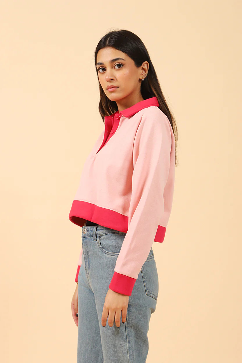 CROPPED CONTRAST COLOR SWEATSHIRT
