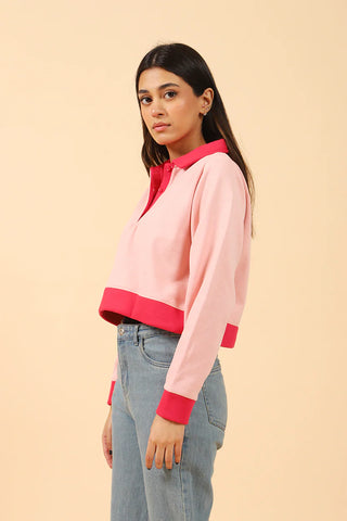 CROPPED CONTRAST COLOR SWEATSHIRT
