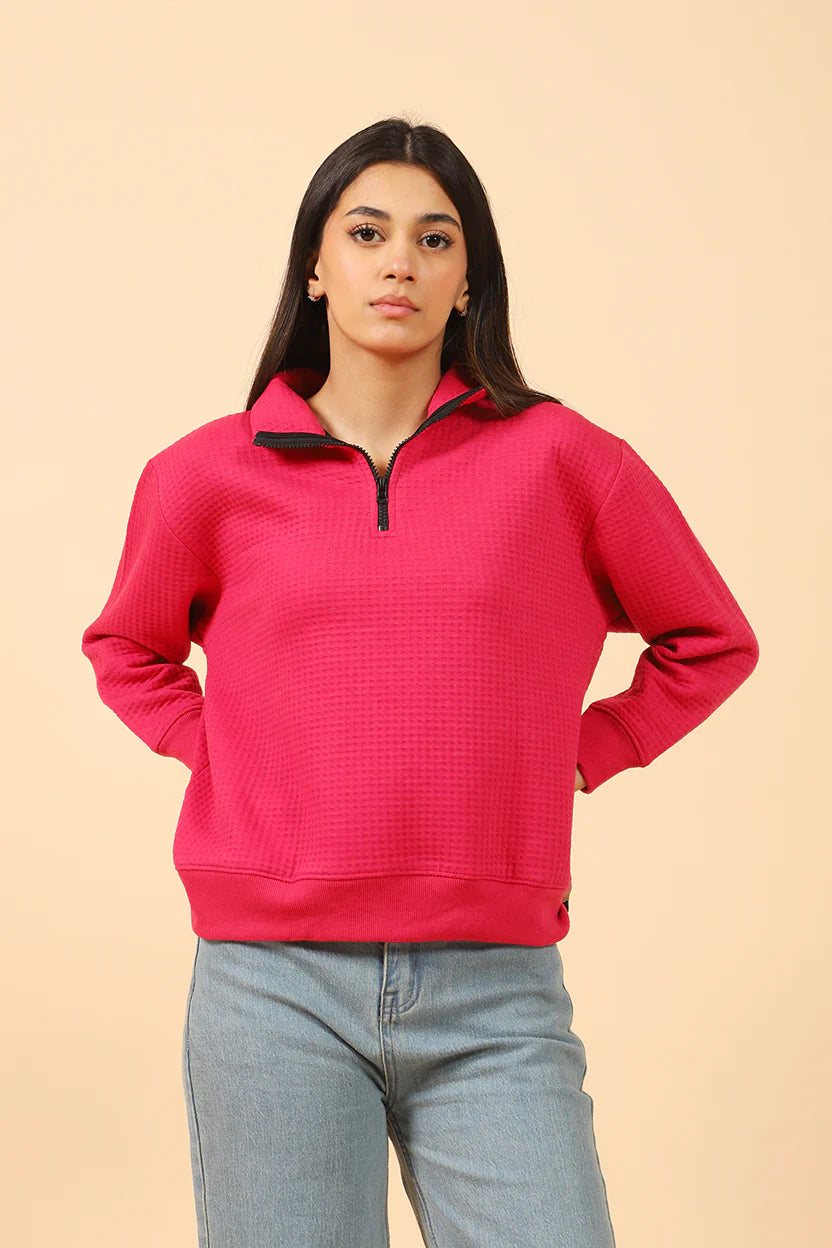 OVERSIZED UPPER WITH ZIPPER DETAIL