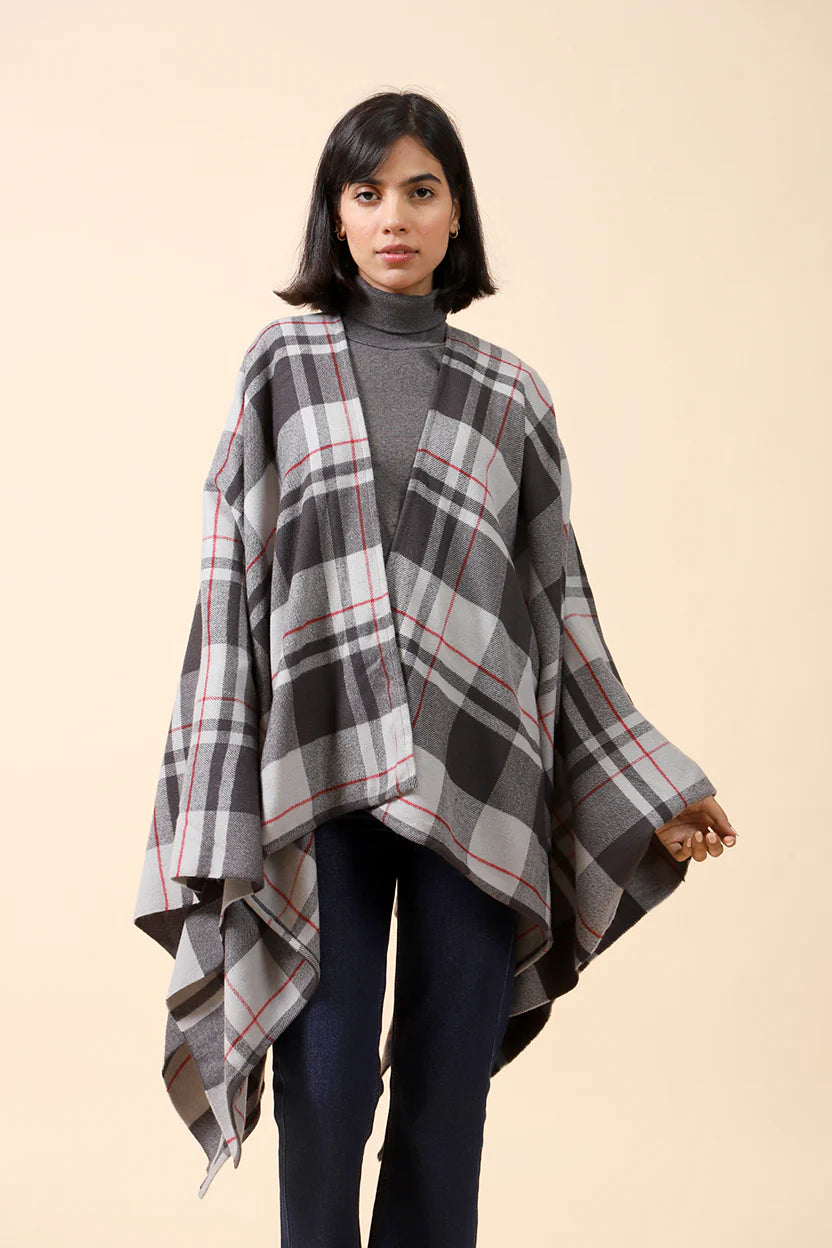 CHECKERED CAPE SHAWL