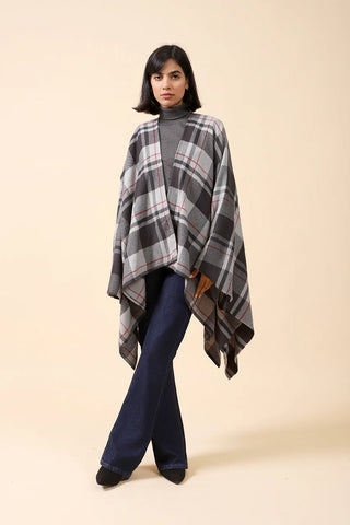 CHECKERED CAPE SHAWL