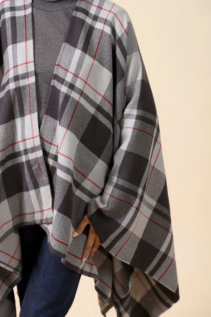 CHECKERED CAPE SHAWL